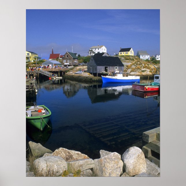 Beautiful village of Peggy's Cove with harbor Poster (Front)