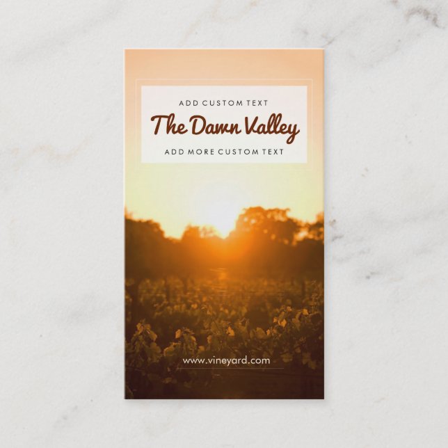 Beautiful Vineyard at Dawn Elegant Vineyard Winery Business Card (Front)