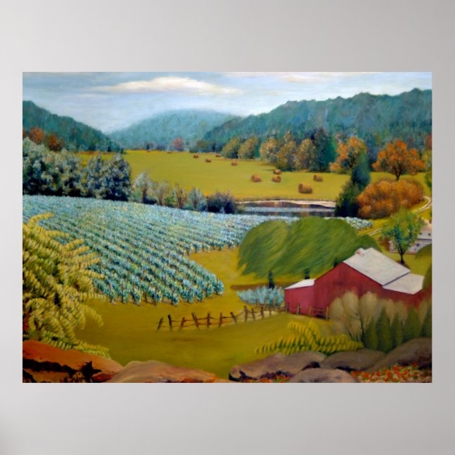 Beautiful Vineyard in yellow blue red green  Poster (Front)