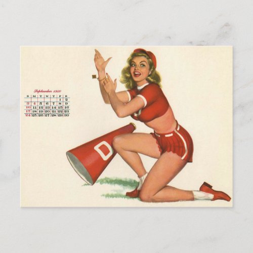 Beautiful  Vintage 1950 pin up girl art Postcard