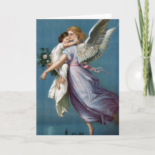 Beautiful Vintage Angel and Child Heavens Art Holiday Card