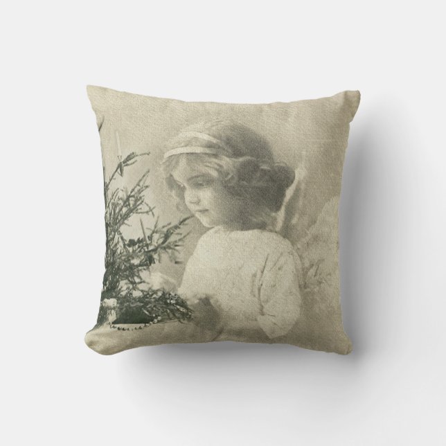 Beautiful  vintage Angel Christmas print Pillow (Front)