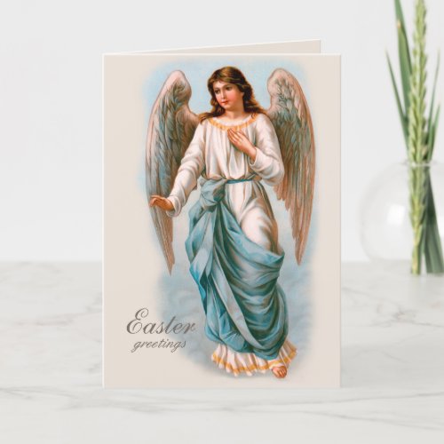 Beautiful vintage angel Easter blessings Holiday Card