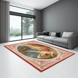 Beautiful vintage angel illustration vintage frame rug