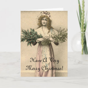 Beautiful Vintage Angel Merry Christmas Card