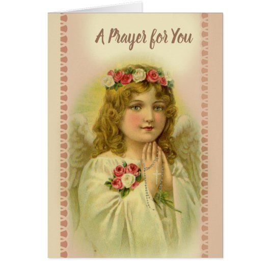 Beautiful Vintage Angel Praying Rosary (Front)