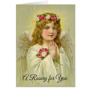 Beautiful Vintage Angel Praying Rosary Cards