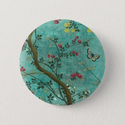 Beautiful vintage antique blossom tree butterflies button