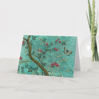 Beautiful vintage antique blossom tree butterflies card