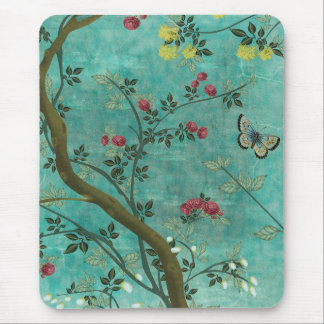 Beautiful vintage antique blossom tree butterflies mouse pad