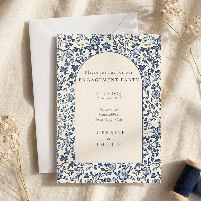 Beautiful vintage arch floral engagement party invitation (Beautiful vintage arch floral engagement party invitation.)