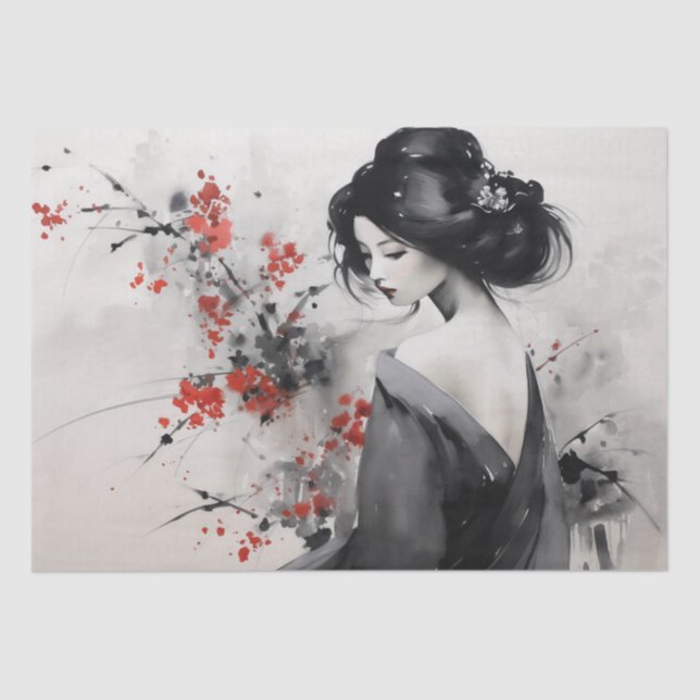 Beautiful Vintage Asian Art Inspired  Tissue Paper (Front)