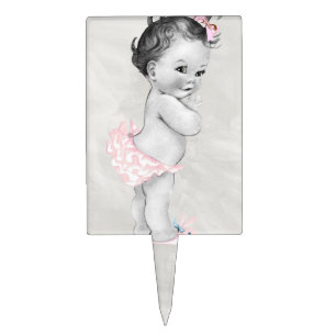 Beautiful Vintage Baby Girl Cake Topper