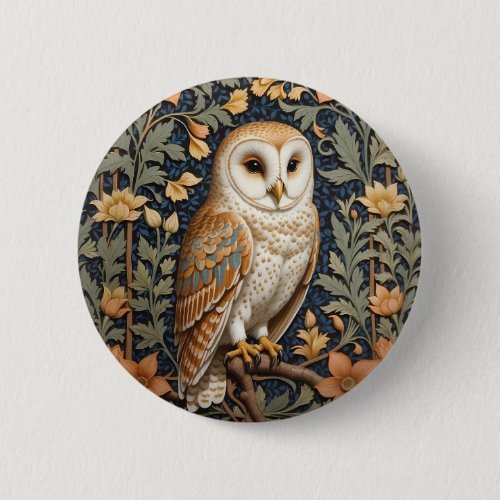 Beautiful Vintage Barn Owl William Morris Inspired Button