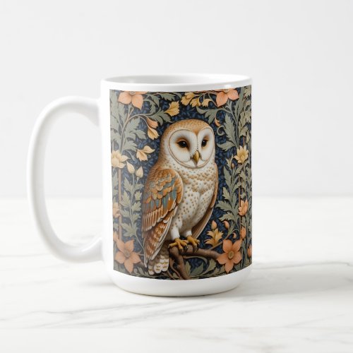 Beautiful Vintage Barn Owl William Morris Inspired Coffee Mug