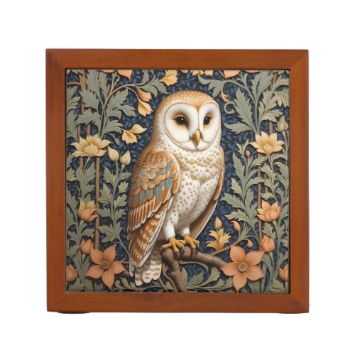 Beautiful Vintage Barn Owl William Morris Inspired Desk Organizer