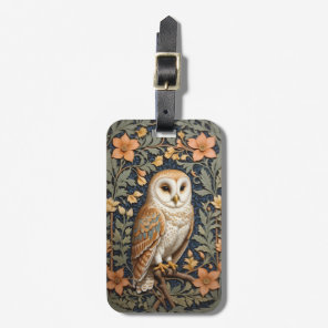 Beautiful Vintage Barn Owl William Morris Inspired Luggage Tag