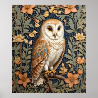 Beautiful Vintage Barn Owl William Morris Inspired