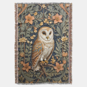 Beautiful Vintage Barn Owl William Morris Inspired Throw Blanket