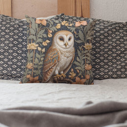 Beautiful Vintage Barn Owl William Morris Inspired Throw Pillow