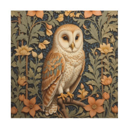 Beautiful Vintage Barn Owl William Morris Inspired Wood Wall Art