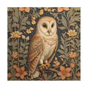 Beautiful Vintage Barn Owl William Morris Inspired Wood Wall Art