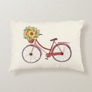 Beautiful  Vintage Bicycle with Sunflowers  Accent Pillow