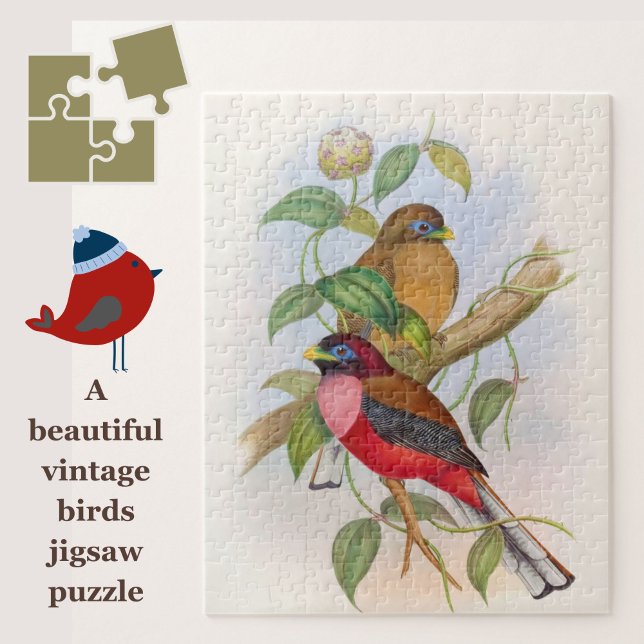 Beautiful Vintage Bird Illustration Puzzle (This vintage bird jigsaw makes a great gift for puzzle-lovers!)