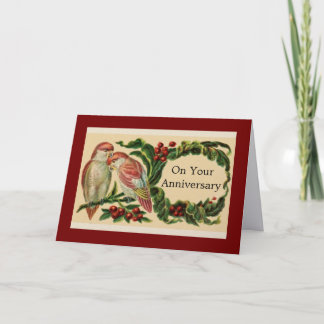 Beautiful Vintage Birds Anniversary Greeting Card