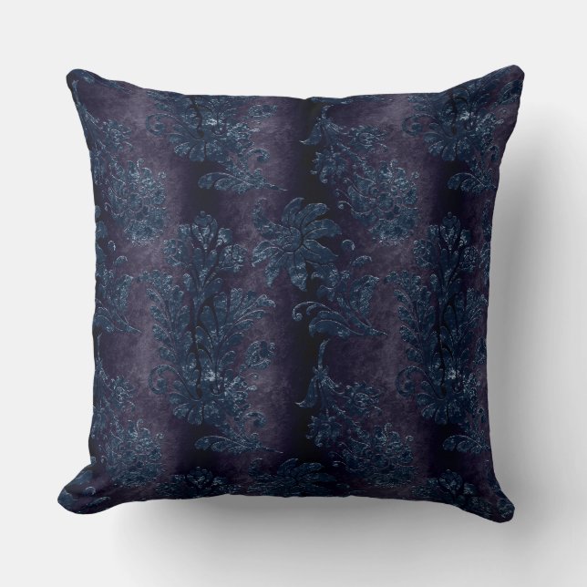  Beautiful,vintage,black, embossed velvet damask  Throw Pillow (Front)