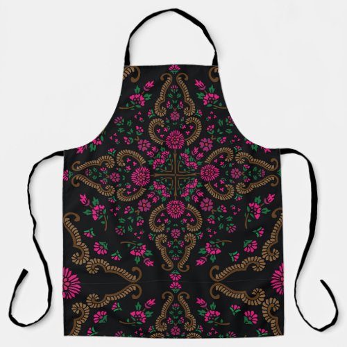 beautiful vintage black mandala pattern apron