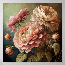 Beautiful vintage blooms poster