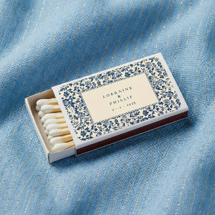 Beautiful vintage blue delftware wedding matchboxes