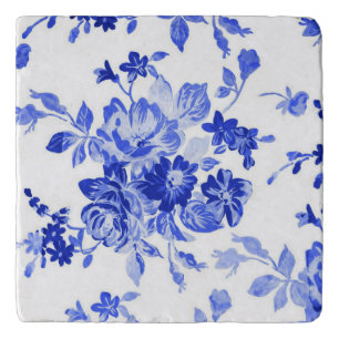 Beautiful vintage blue floral pattern trivet