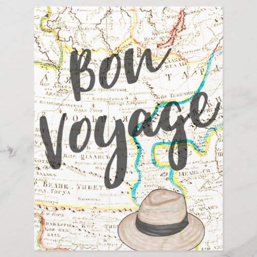 Beautiful vintage Bon voyage map page