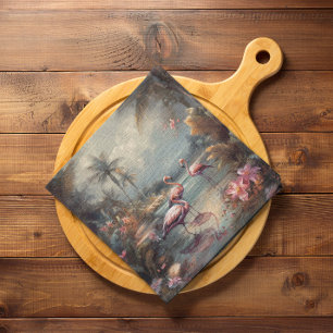 beautiful vintage botanical painting flamingos cloth napkin