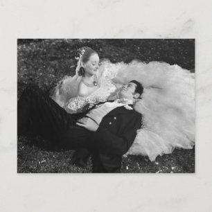 Beautiful Vintage Bride and Groom Postcard