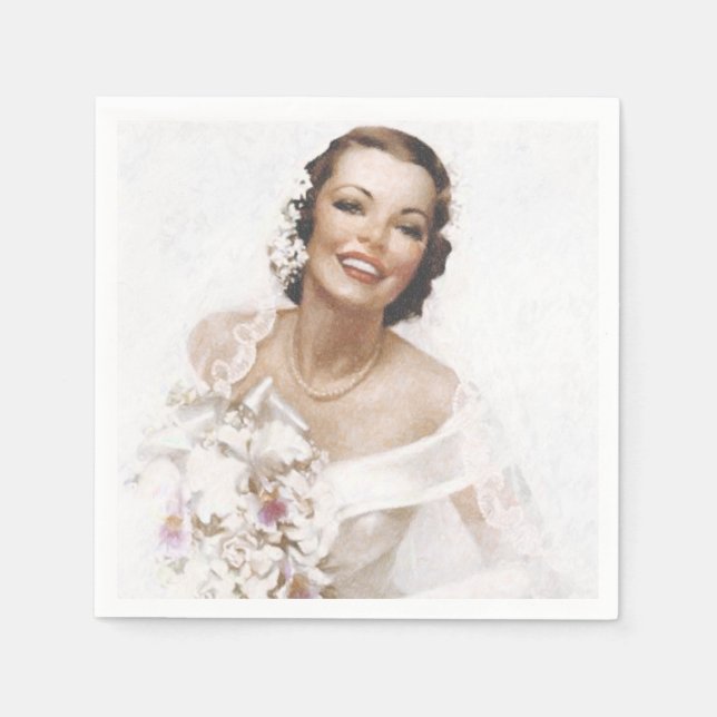 Beautiful Vintage Bride Napkins (Front)