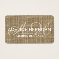 Beautiful, Vintage Burlap Appointment Monogram Business Card
