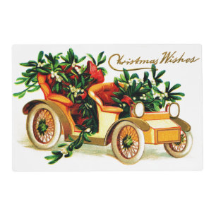 Beautiful Vintage Car Christmas Greetings Placemat