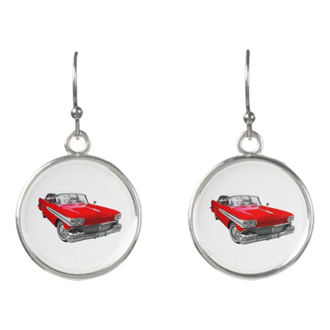 Beautiful Vintage Car Round Earrings (Front)