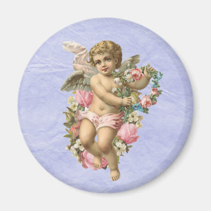 Beautiful Vintage Cherub / Angel with Flowers Magnet
