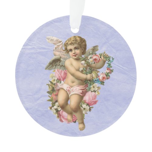 Beautiful Vintage Cherub / Angel with Flowers Ornament