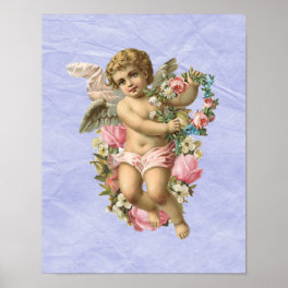 Beautiful Vintage Cherub / Angel with Flowers Poster
