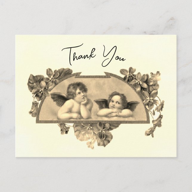 Beautiful Vintage Cherubs Thank You  Postcard (Front)
