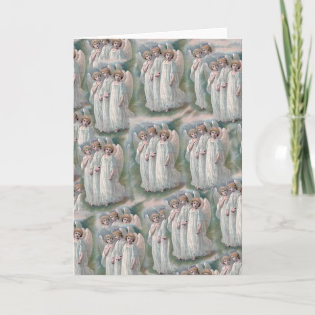 Beautiful Vintage Christian Angelic Angels Holiday Card (Front)