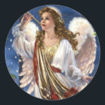 Beautiful Vintage Christmas Angel Classic Round Sticker<br><div class="desc">Beautiful vintage Christmas Angel</div>