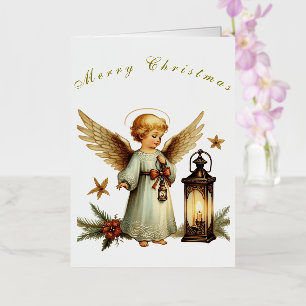 Beautiful Vintage Christmas Angel Foil Greeting Card