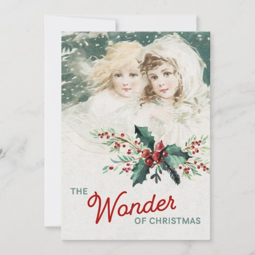 Beautiful Vintage Christmas Angels Holiday Card