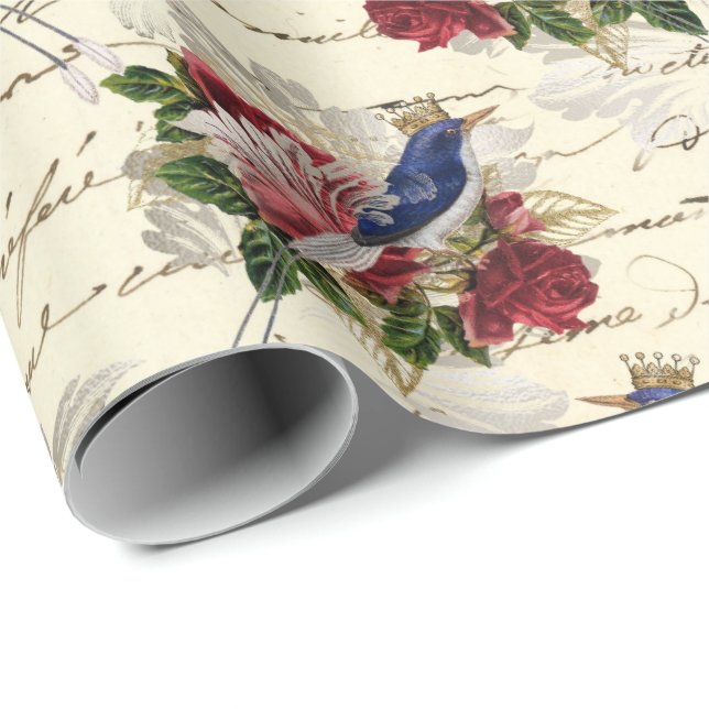 Beautiful vintage Christmas bird pattern Wrapping Paper (Roll Corner)